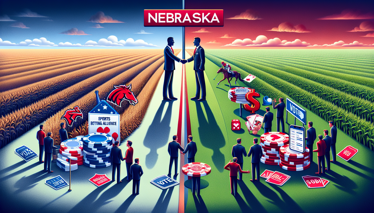 "alt_text": "Poster pameran 'WarHorse dan SBA' tentang taruhan olahraga dan dampaknya pada pemilu."