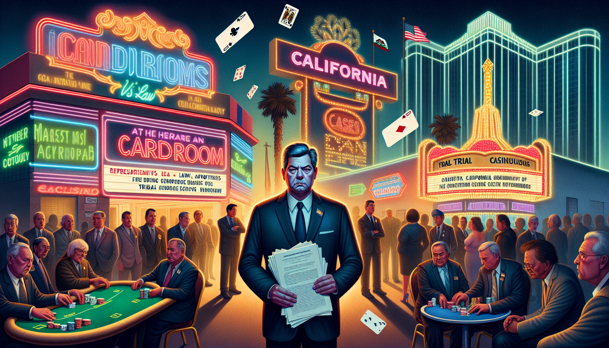 alt_text: California Cardrooms menggugat larangan blackjack, menantang kebijakan Bonta.