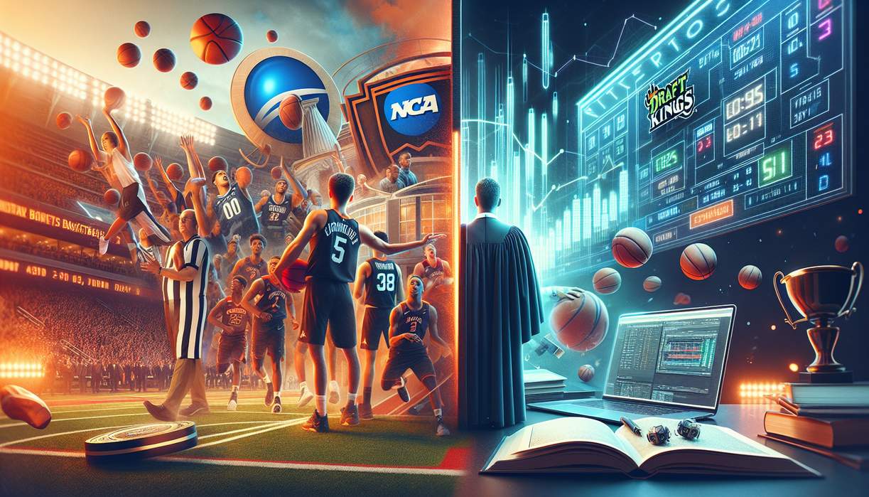 alt_text: DraftKings menantang kepemilikan NCAA atas March Madness dalam kompetisi dan taruhan.